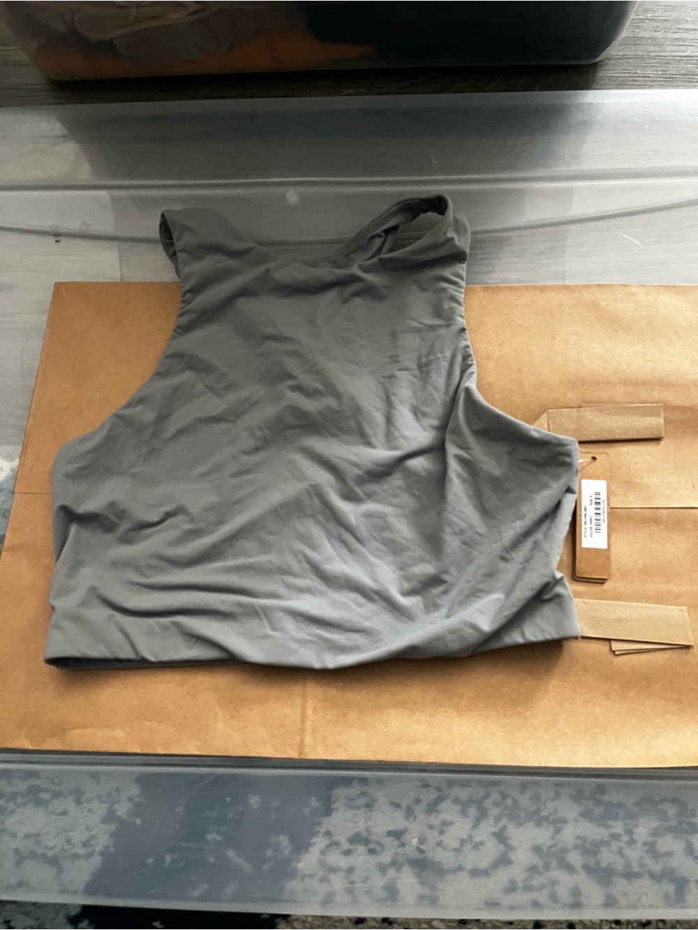 SKIMS NWT Gray High-Neck Cropped Tank Top